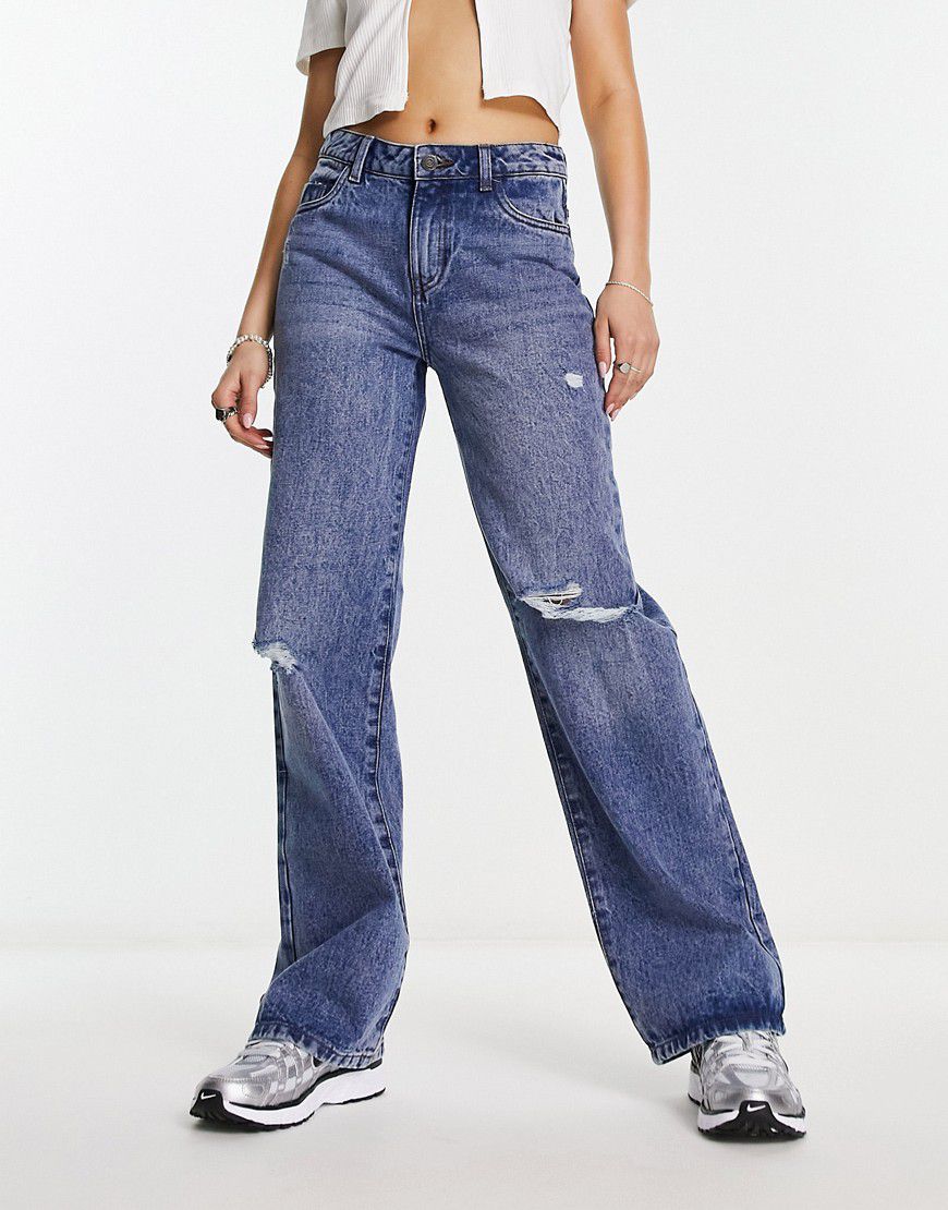 Amanda - Jeans a fondo ampio invecchiati azzurri - Noisy May - Modalova