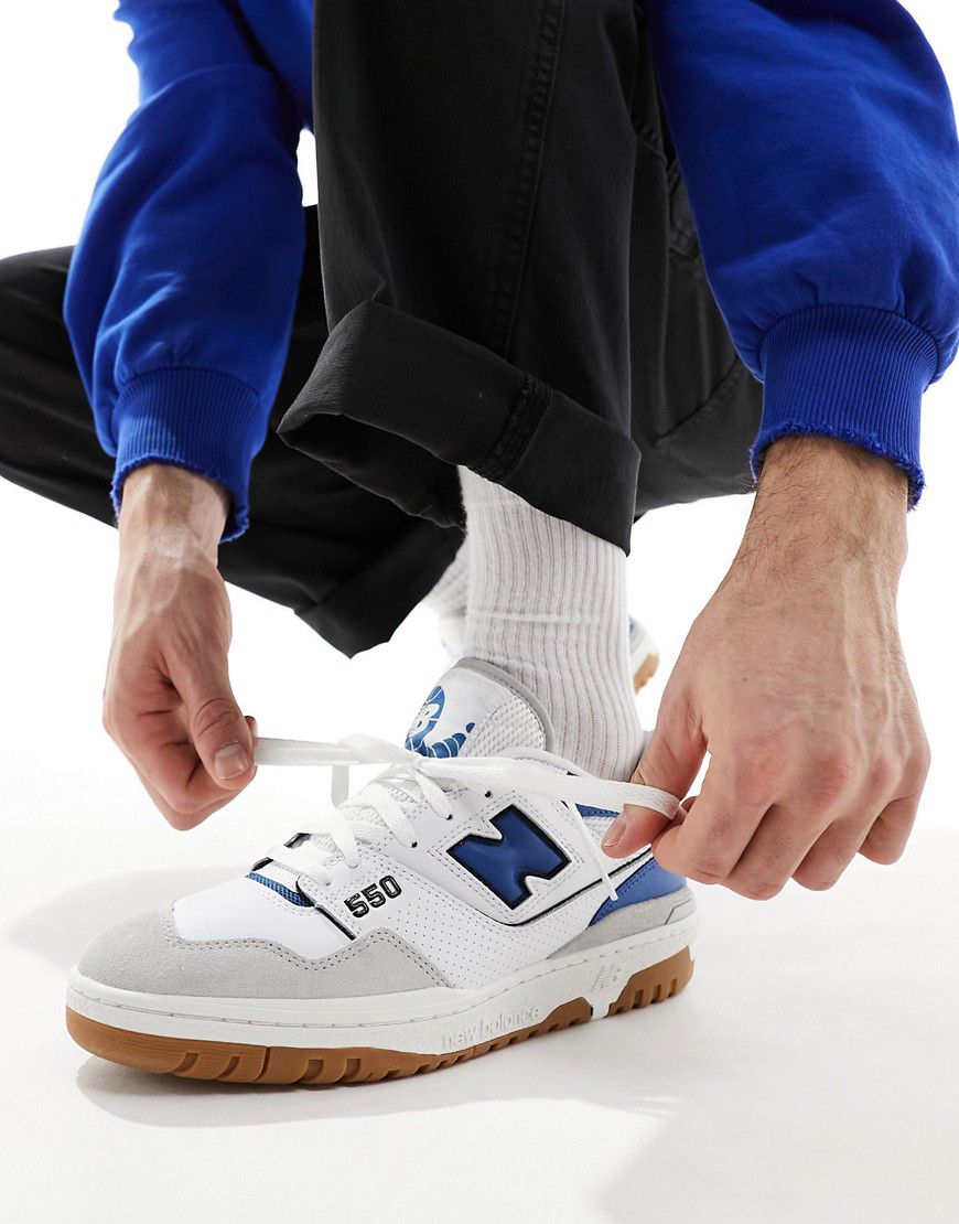Sneakers bianche e blu con punta in camoscio - New Balance - Modalova
