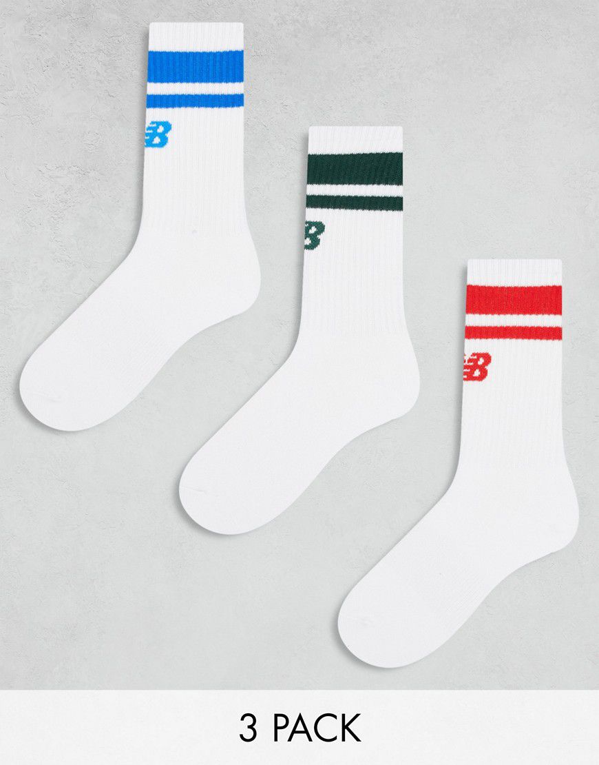 Confezione da 3 paia di calzini corti multicolore con logo lineare - New Balance - Modalova