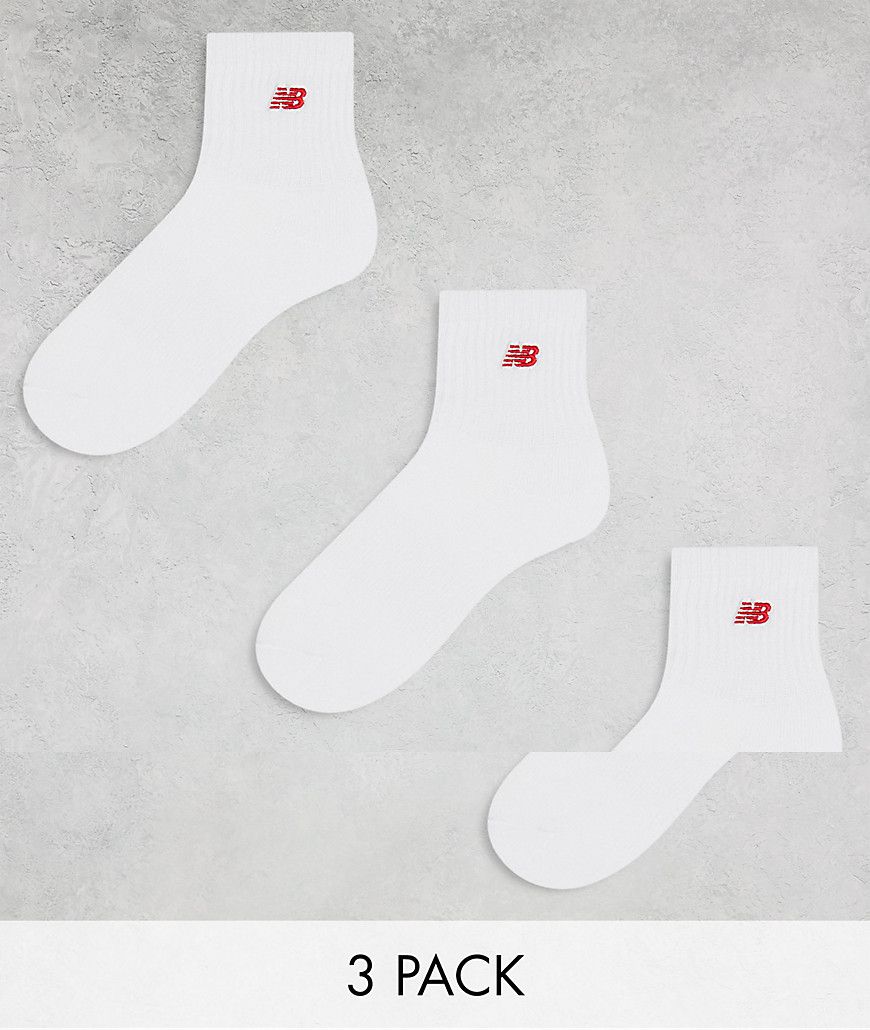 Confezione da 3 paia di calzini medi bianchi con logo rosso - New Balance - Modalova