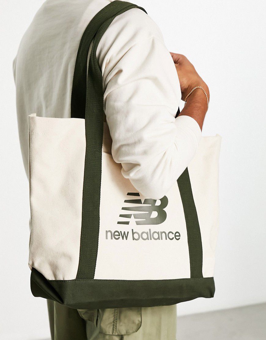 Borsa shopping in tela verde con logo - New Balance - Modalova
