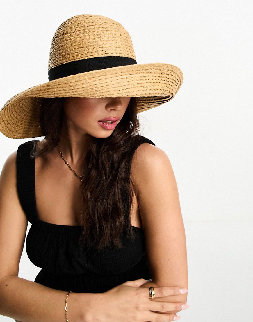 Cappello oversize morbido nero con fiocco - New Look - Modalova