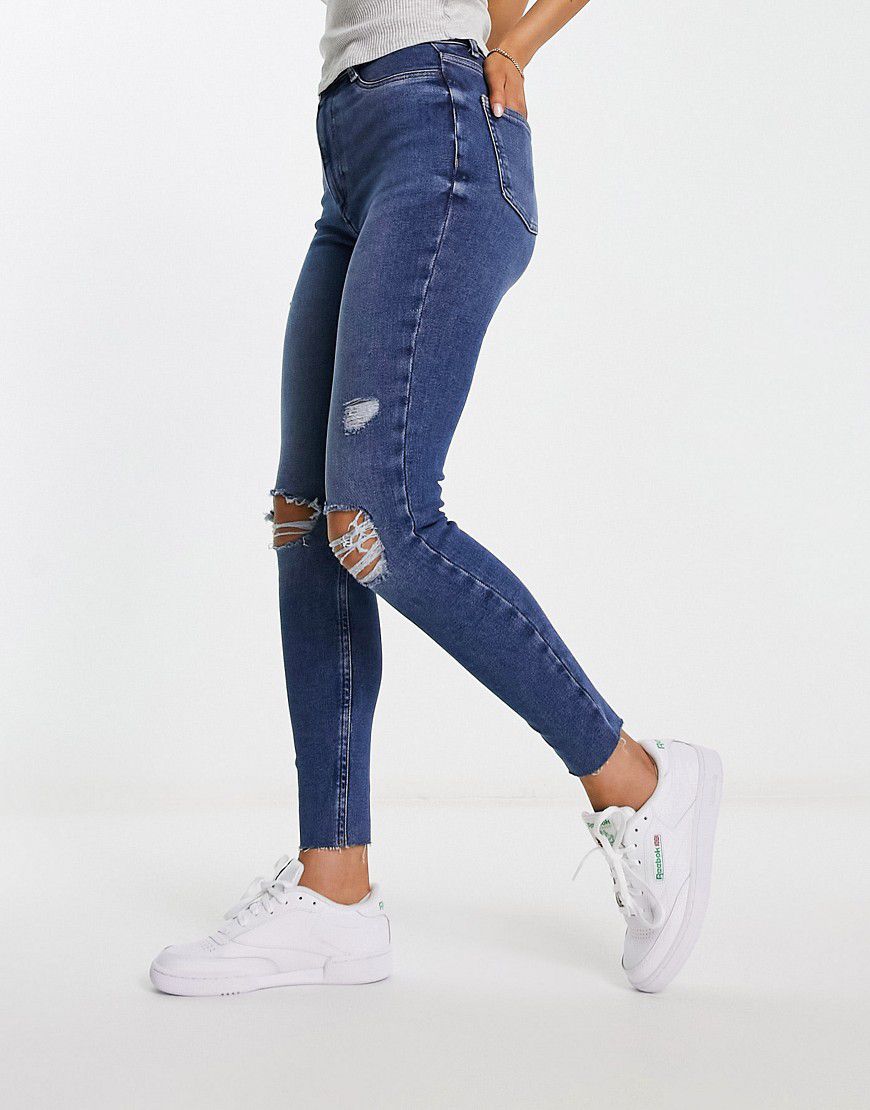 Jeans dritti scuro strappati - New Look - Modalova