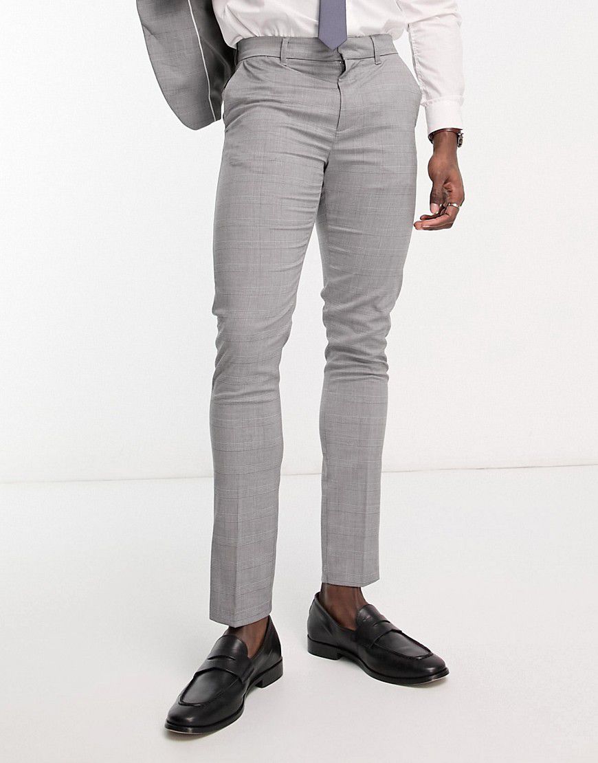 Pantaloni da abito skinny grigi a quadri heritage - New Look - Modalova