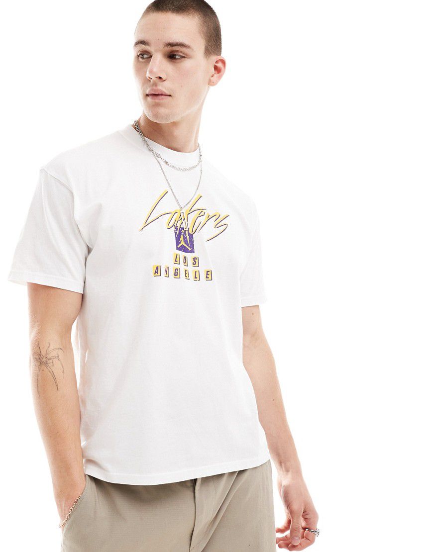 NBA LA Lakers - T-shirt bianca con grafica del logo - Nike Basketball - Modalova
