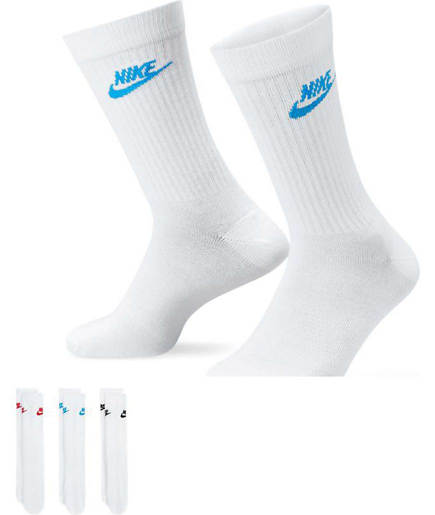 Everyday Essential - Confezione da 3 paia di calzini bianchi con logo colorato - Nike - Modalova