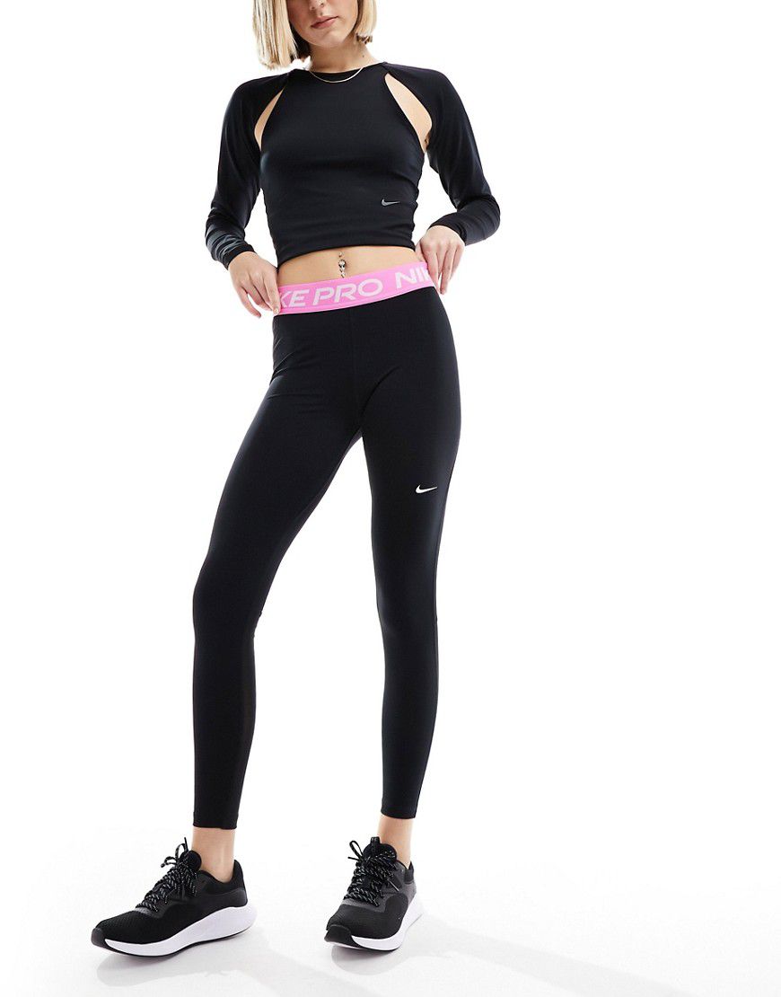 Nike - Pro Training 365 - Leggings neri e rosa a vita medio alta - Nike Training - Modalova