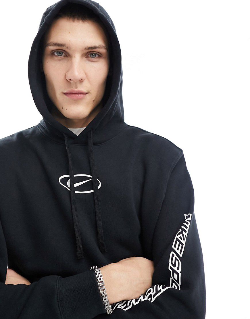 Swoosh - Felpa con cappuccio nera con logo al centro - Nike - Modalova