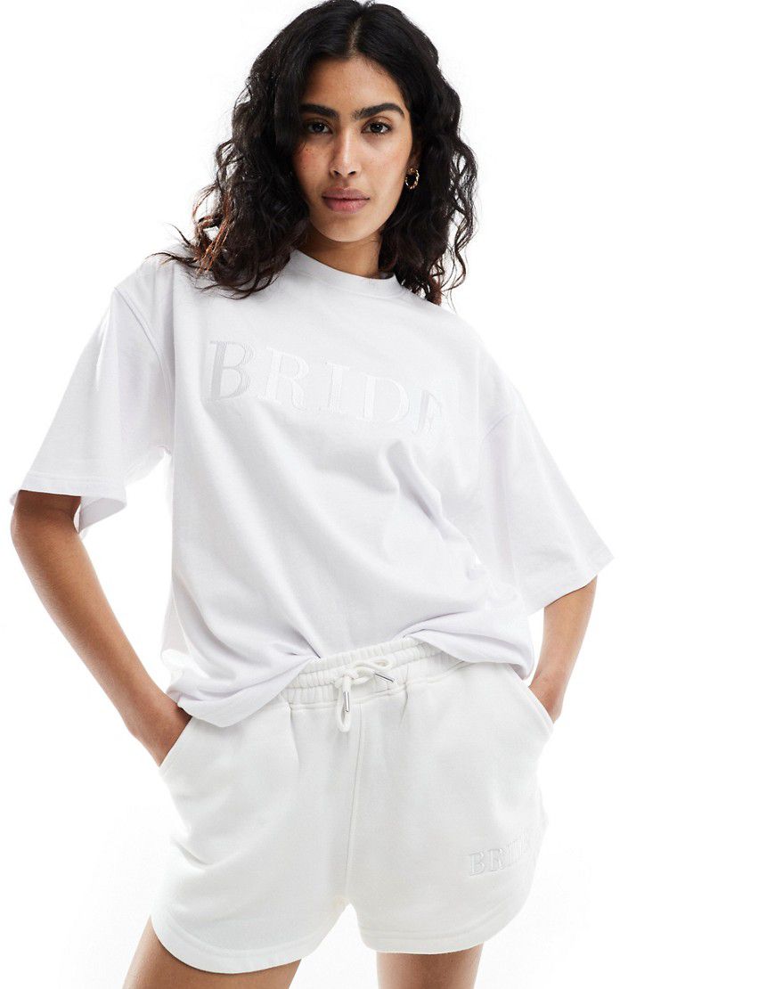 T-shirt appariscente bianca con stampa "Bride" in coordinato - Six Stories - Modalova