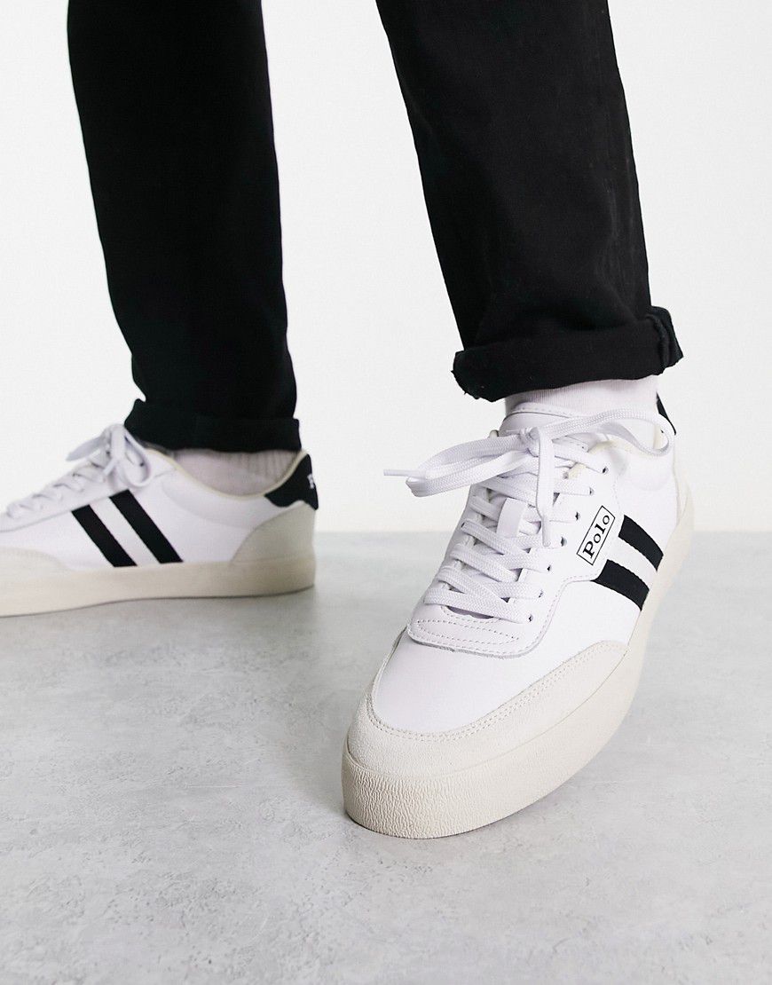 Court Vulc - Sneakers in pelle scamosciata bianca con righe nere - Polo Ralph Lauren - Modalova