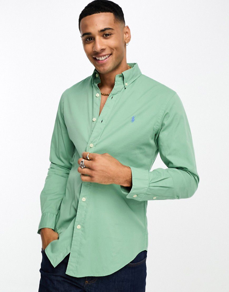 Camicia slim fit in twill chiaro con icona del logo - Polo Ralph Lauren - Modalova