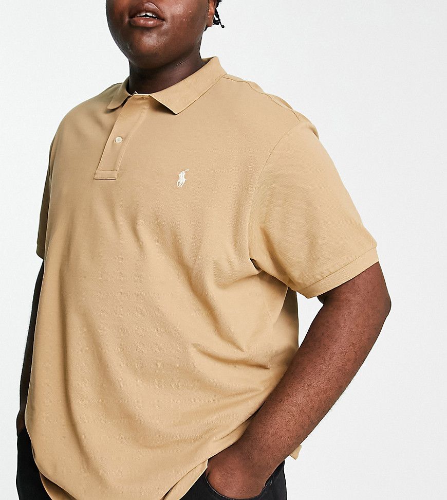 Big & Tall - Polo in piqué color cuoio con logo - Polo Ralph Lauren - Modalova