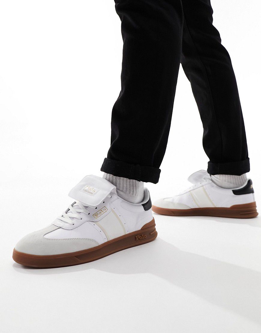 Heritage Aera - Sneakers in misto pelle e camoscio bianche e nere con suola in gomma - Polo Ralph Lauren - Modalova