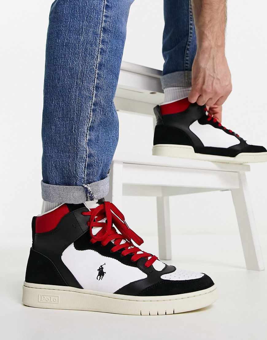 Sneakers alte nere e rosse con logo del pony - Polo Ralph Lauren - Modalova