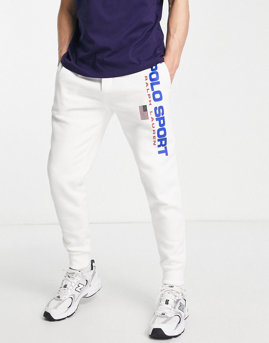 Sport Capsule - Joggers bianchi con fondo elasticizzato e logo sulla gamba - Polo Ralph Lauren - Modalova