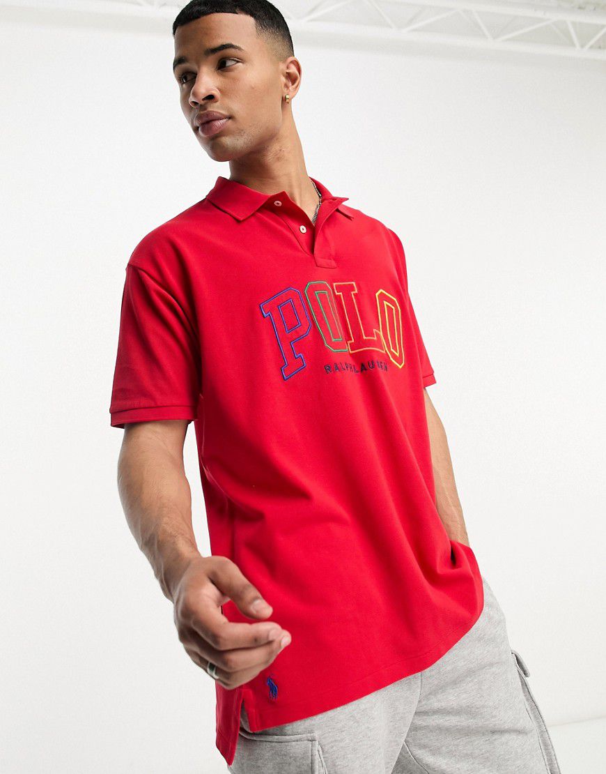 Polo oversize in piqué rossa con logo grande - Polo Ralph Lauren - Modalova