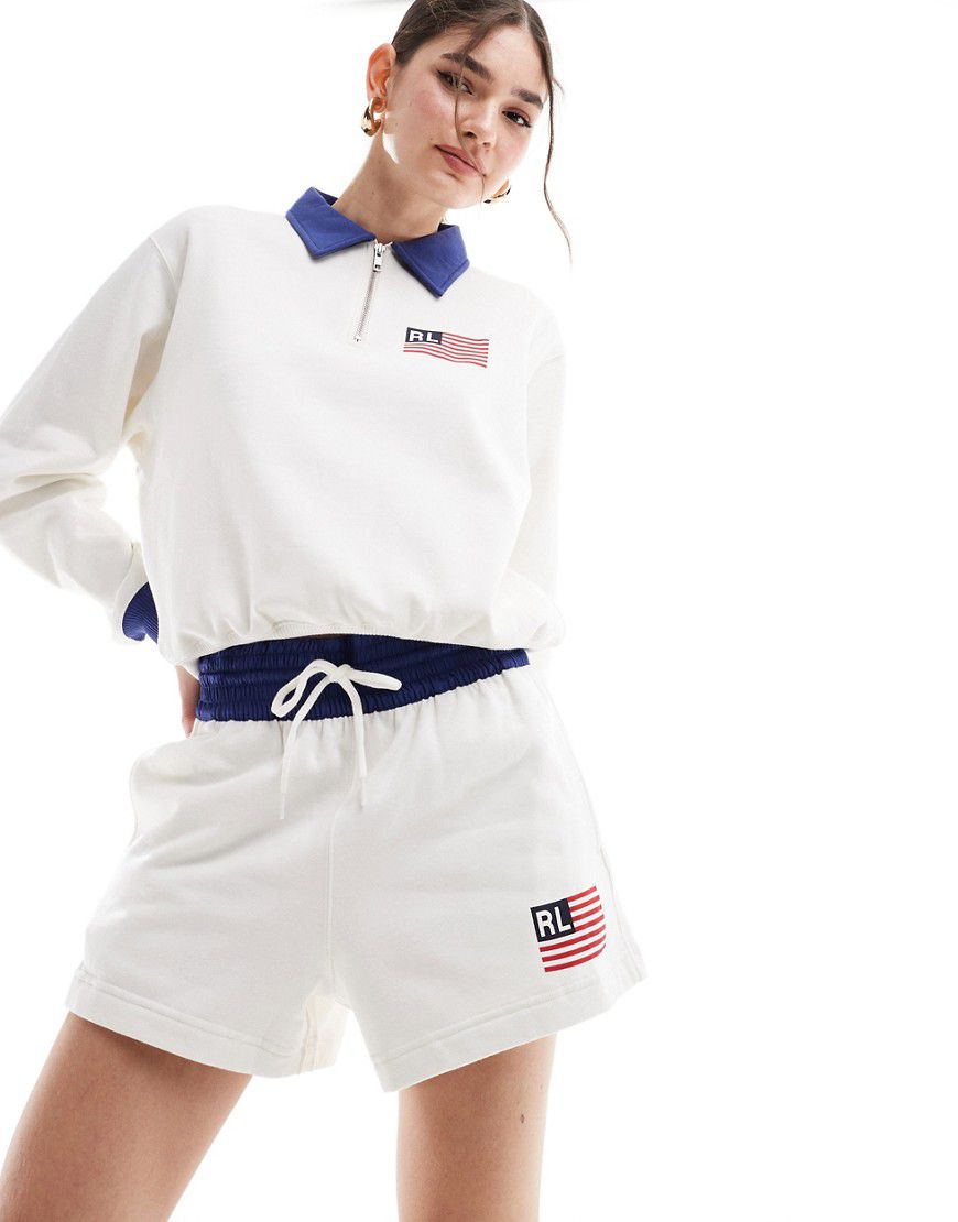 Pantaloncini in jersey color crema con logo USA - Polo Ralph Lauren - Modalova