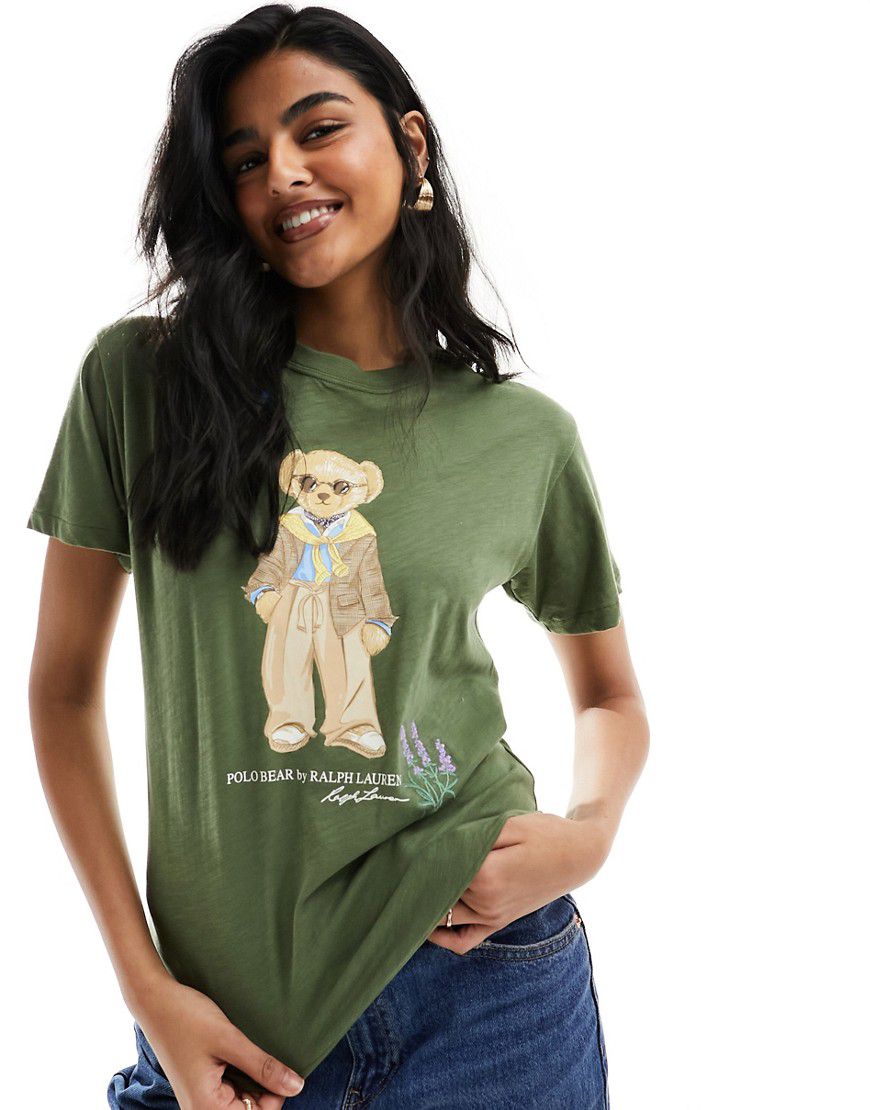 T-shirt oliva con logo con orso - Polo Ralph Lauren - Modalova