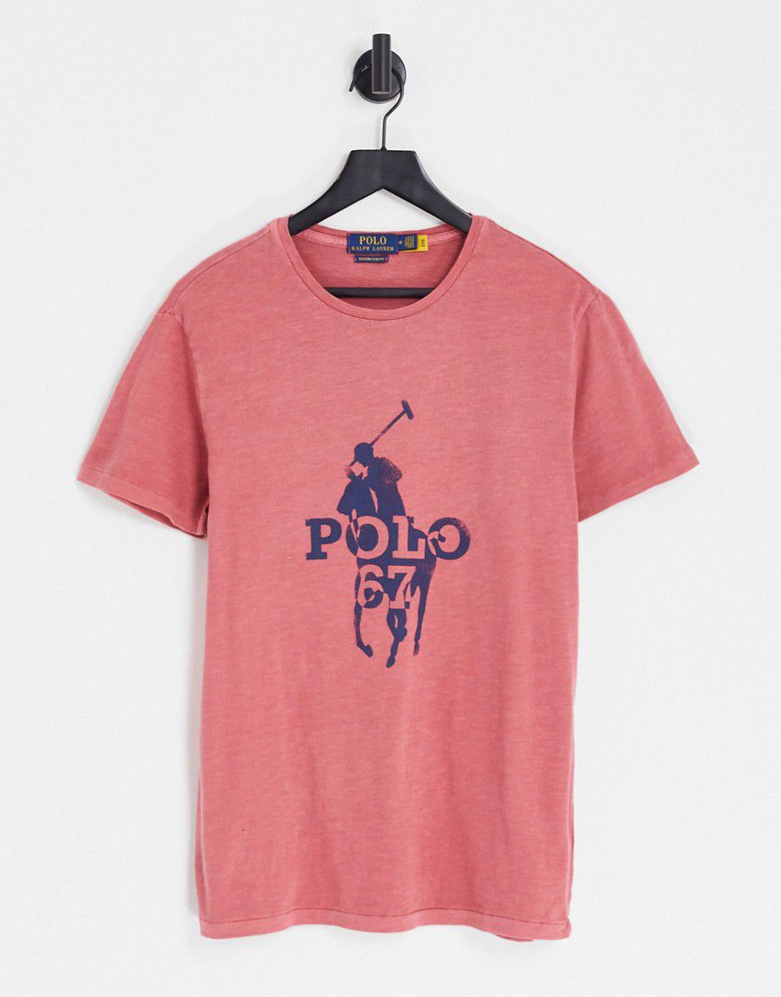 T-shirt con logo grande di giocatore di polo slavato - Polo Ralph Lauren - Modalova