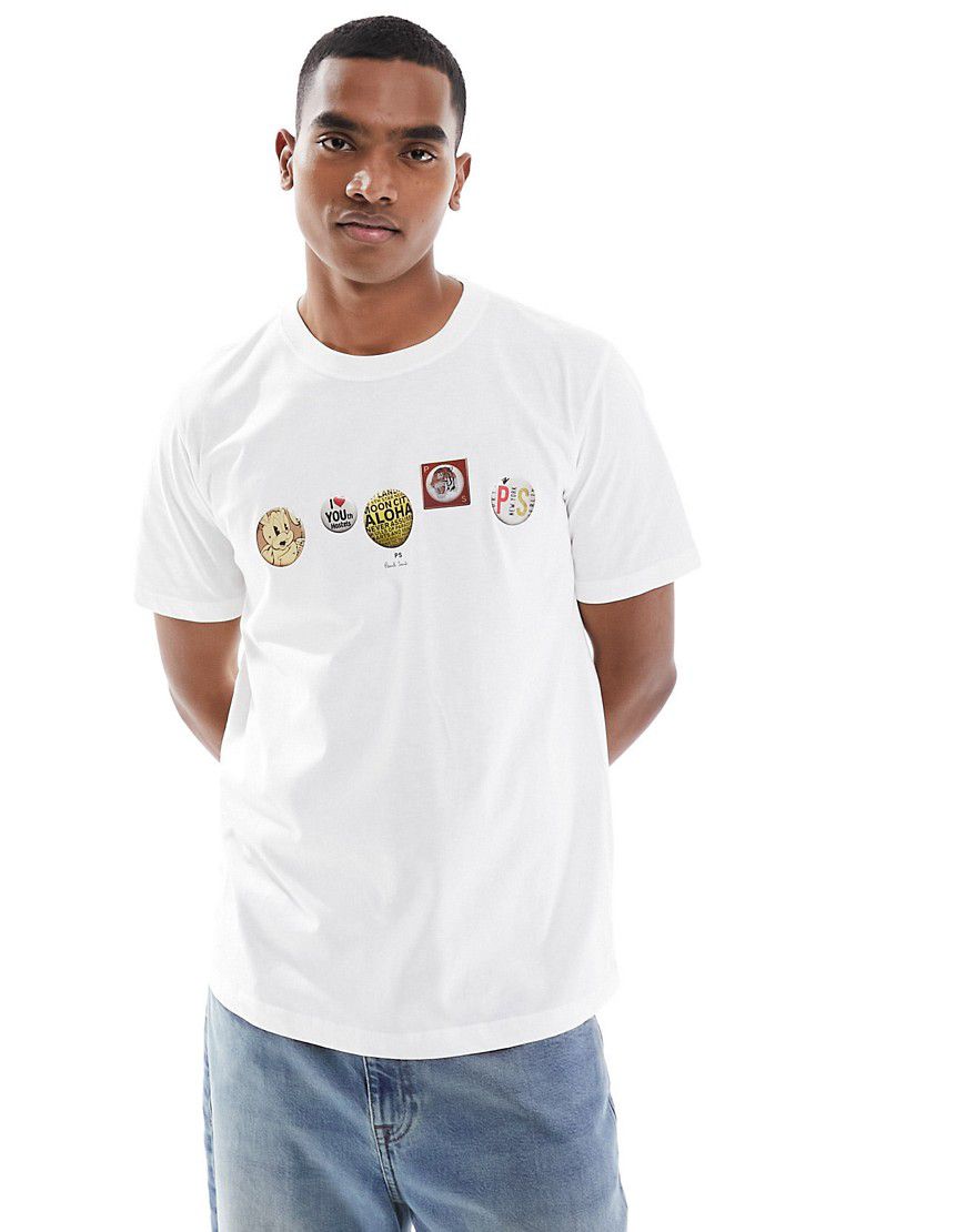 Paul Smith - T-shirt bianca con stemmi del logo - PS Paul Smith - Modalova