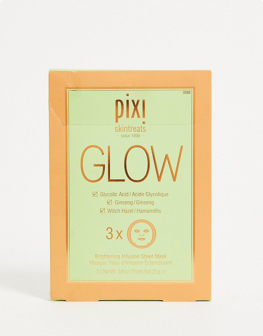 Glow - Confezione da 3 maschere viso illuminanti in tessuto con acido glicolico - Pixi - Modalova
