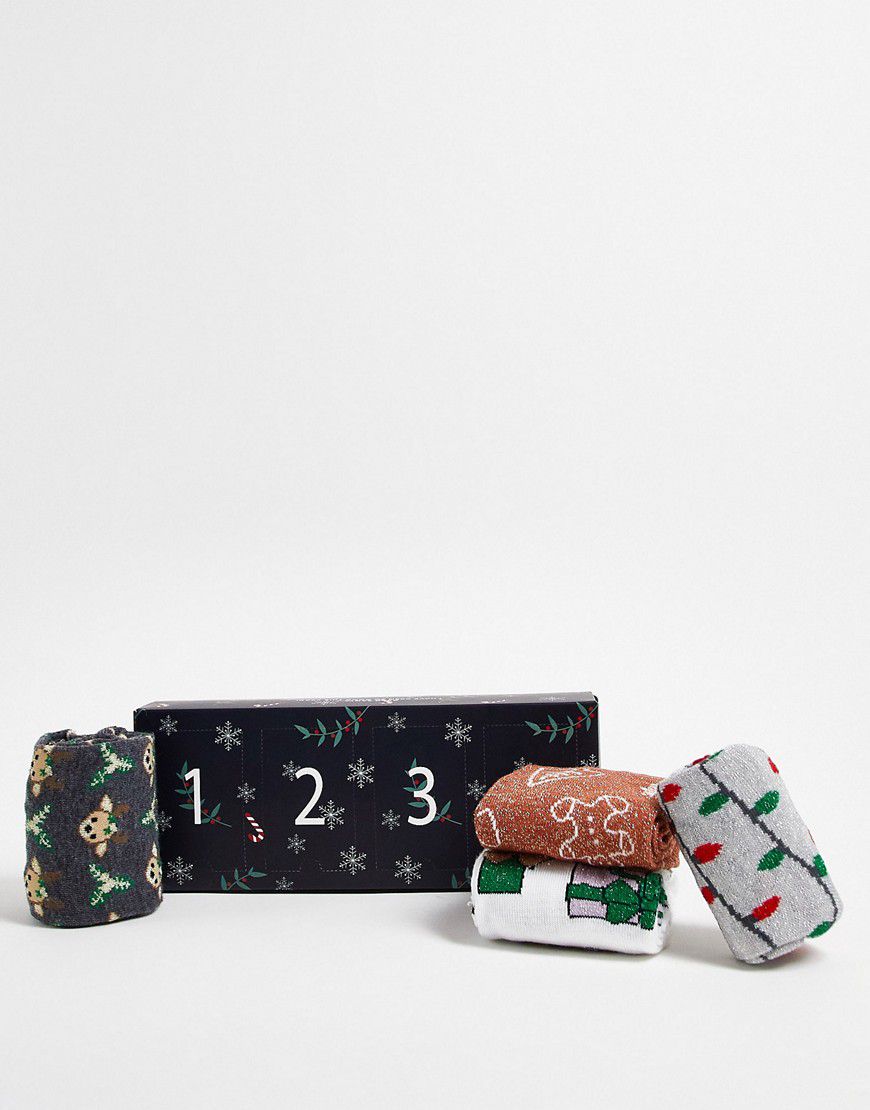 Confezione da 4 paia di calzini natalizi con stampa - Pieces - Modalova