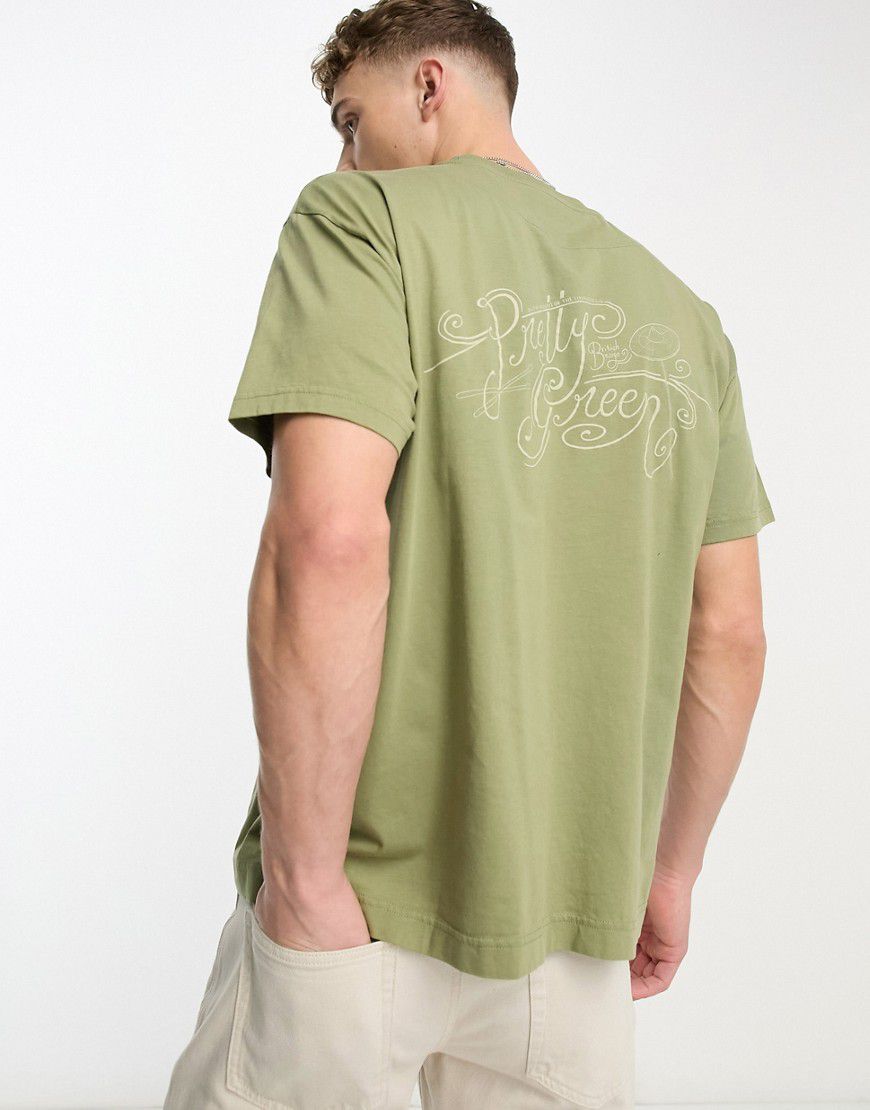 Cymbal - T-shirt comoda kaki con stampa sul retro - Pretty Green - Modalova