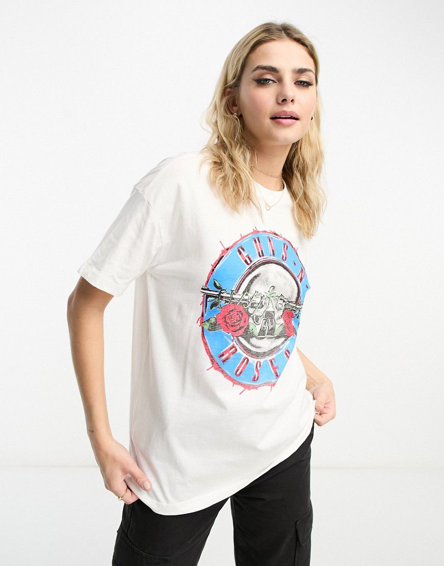Guns n' Roses - T-shirt crema - Pull & Bear - Modalova