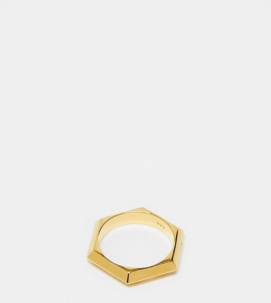 Anello esagonale smussato placcato 22 k con confezione regalo - Rachel Jackson - Modalova