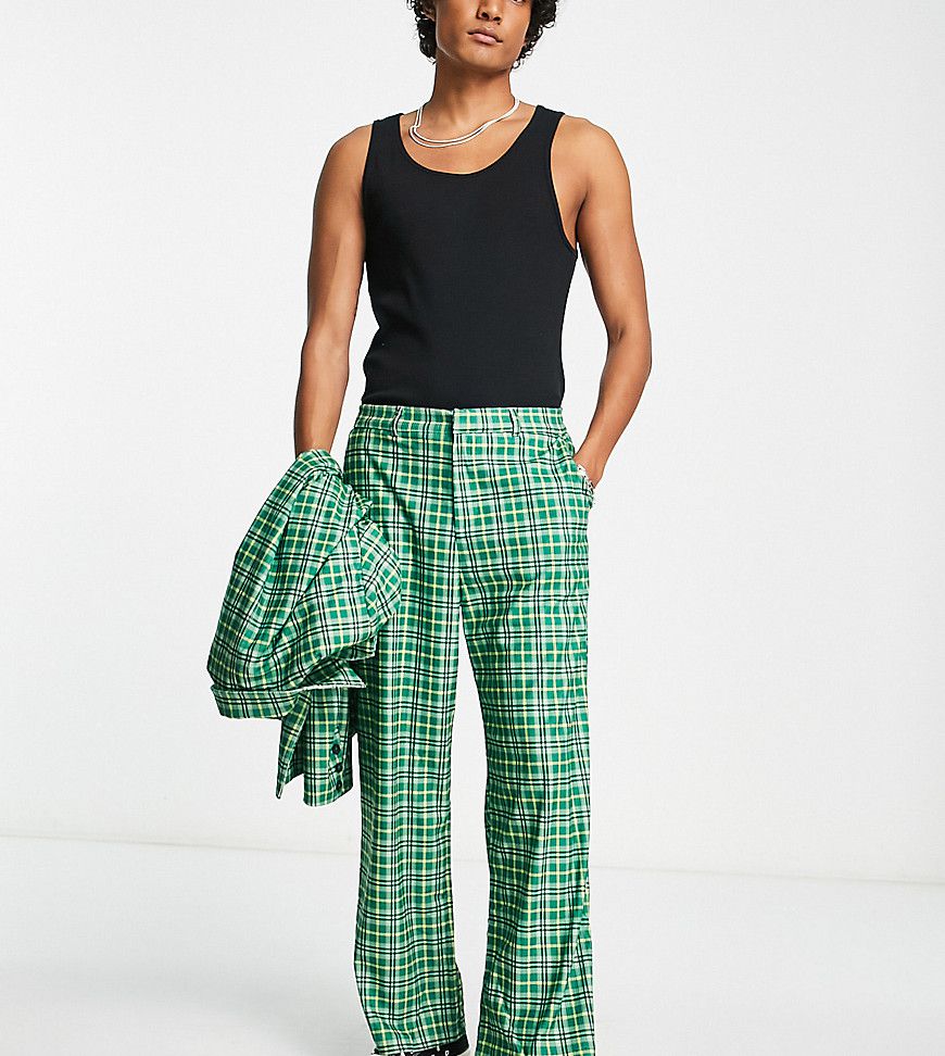 Pantaloni da abito a fondo ampio verdi a quadri in coordinato - Reclaimed Vintage - Modalova