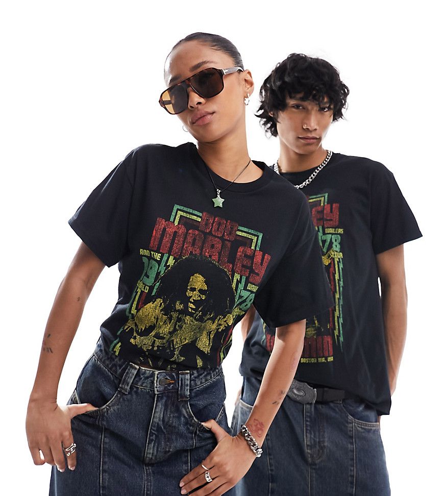 T-shirt nera unisex con stampa "Bob Marley" - Reclaimed Vintage - Modalova