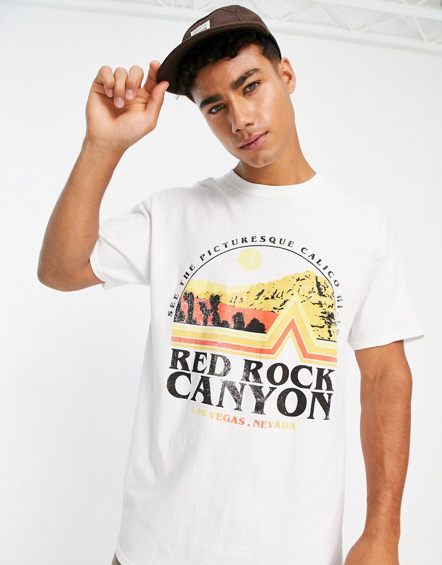 T-shirt bianca vestibilità classica con stampa Red Rock Canyon - River Island - Modalova