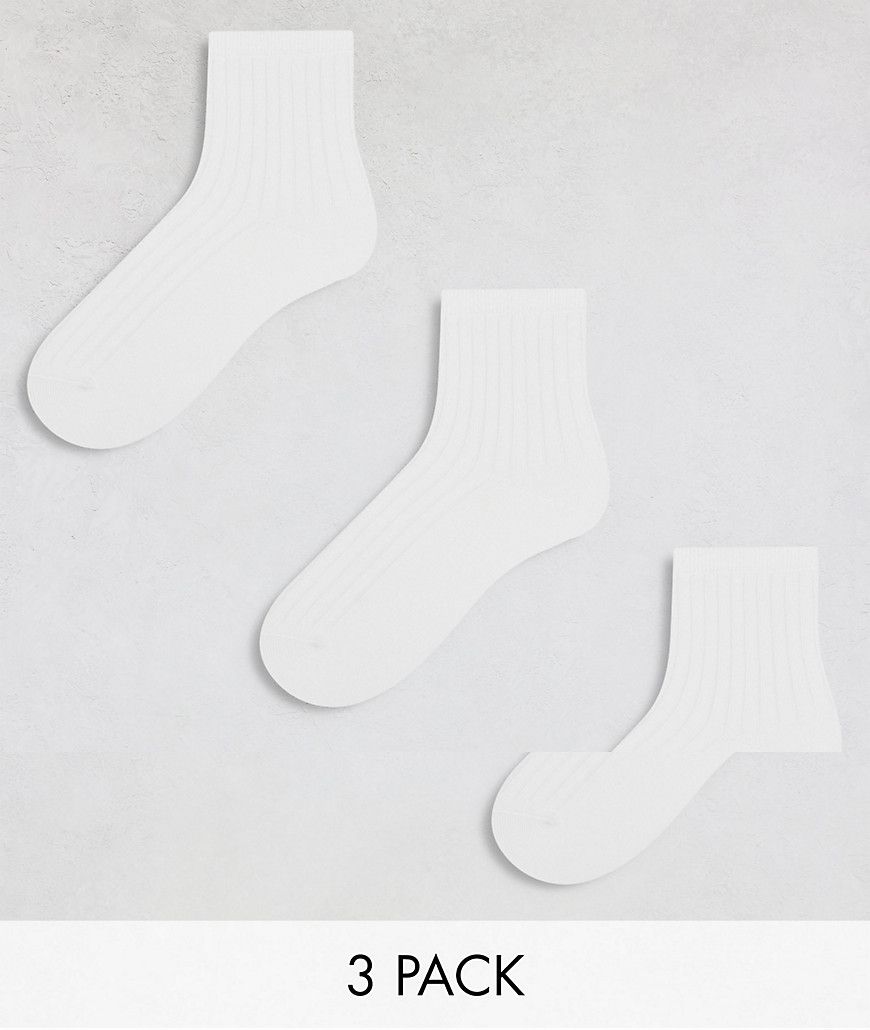Bella - Confezione da 3 paia di calzini bianchi a coste - Weekday - Modalova