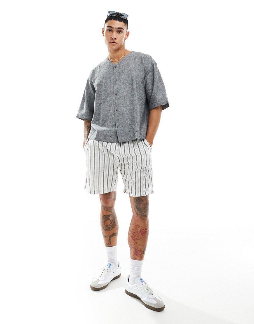 Camicia in lino oversize stile baseball slavato - Weekday - Modalova