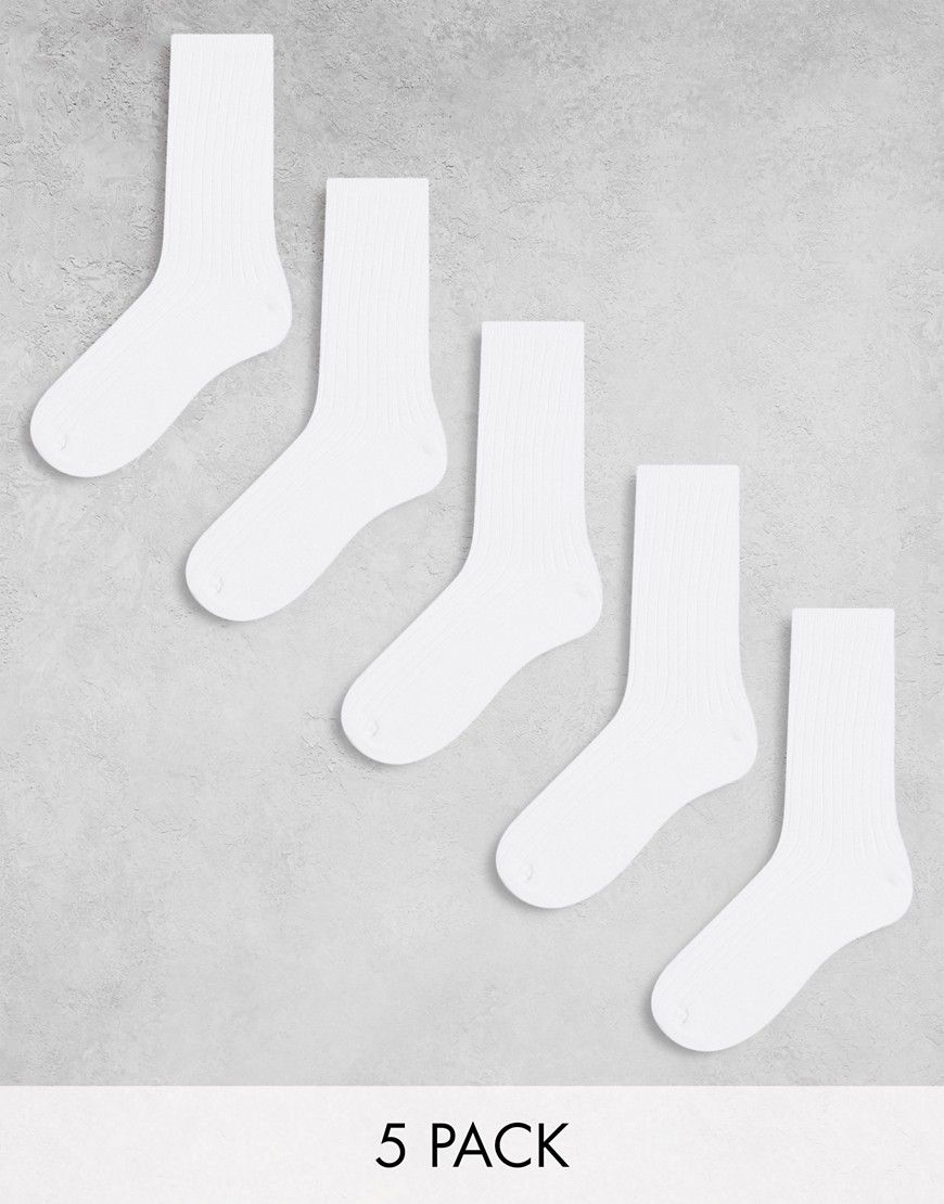 Confezione da 5 paia di calzini bianchi a coste - Weekday - Modalova