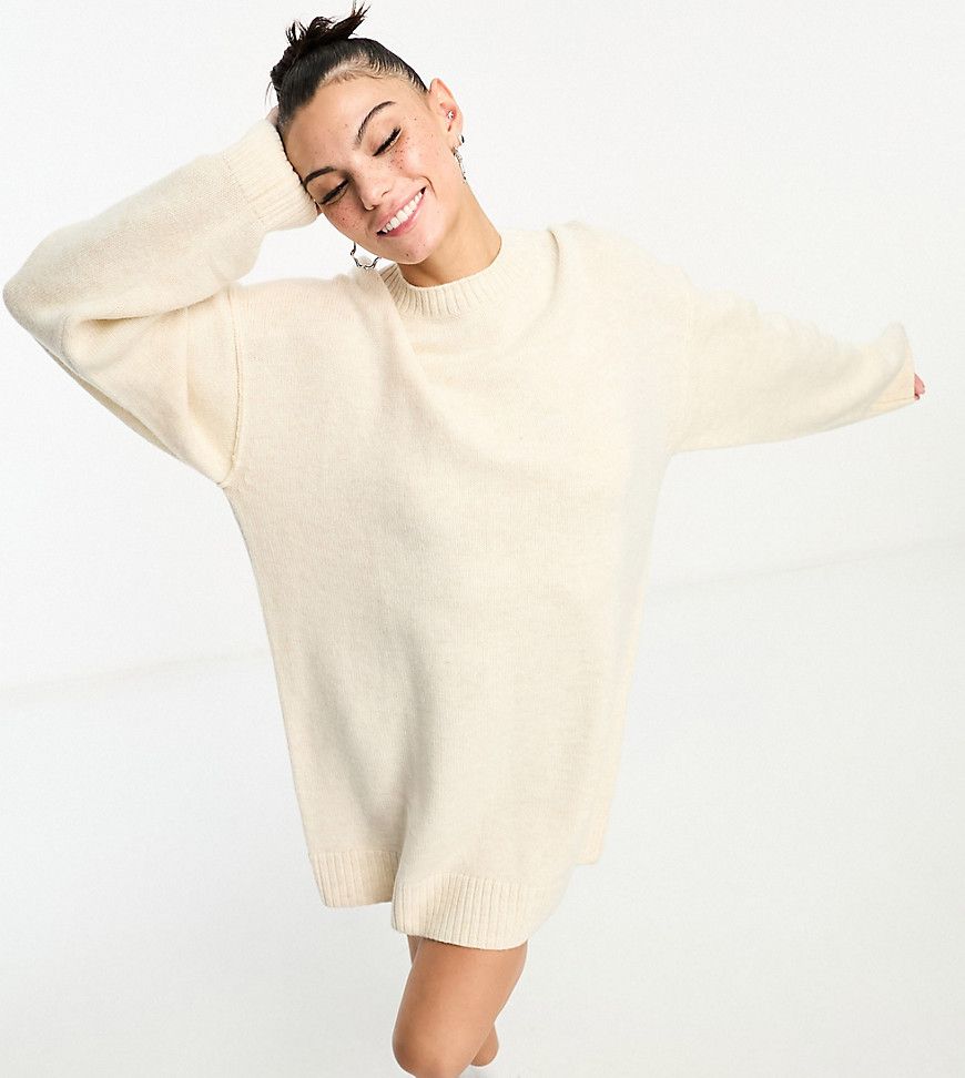 Eloise - Vestito maglia corto oversize in lana sporco mélange - In esclusiva per ASOS - Weekday - Modalova