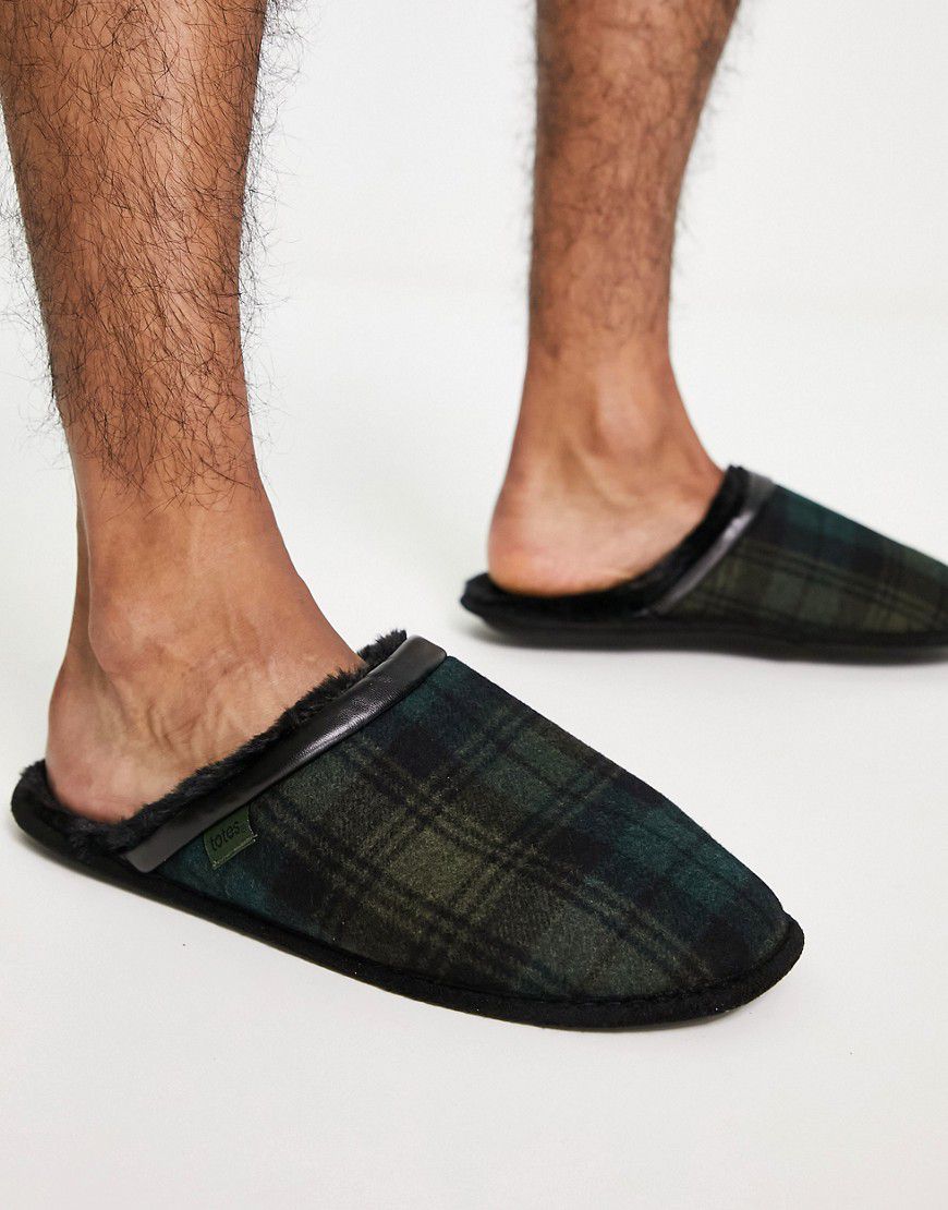 Pantofole stile sabot kaki a quadri - Totes - Modalova