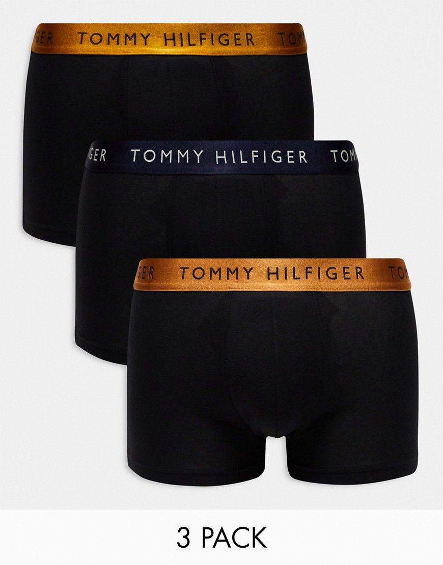 Confezione da 3 paia di boxer aderenti con fascia in vita con logo colorato neri - Tommy Hilfiger - Modalova