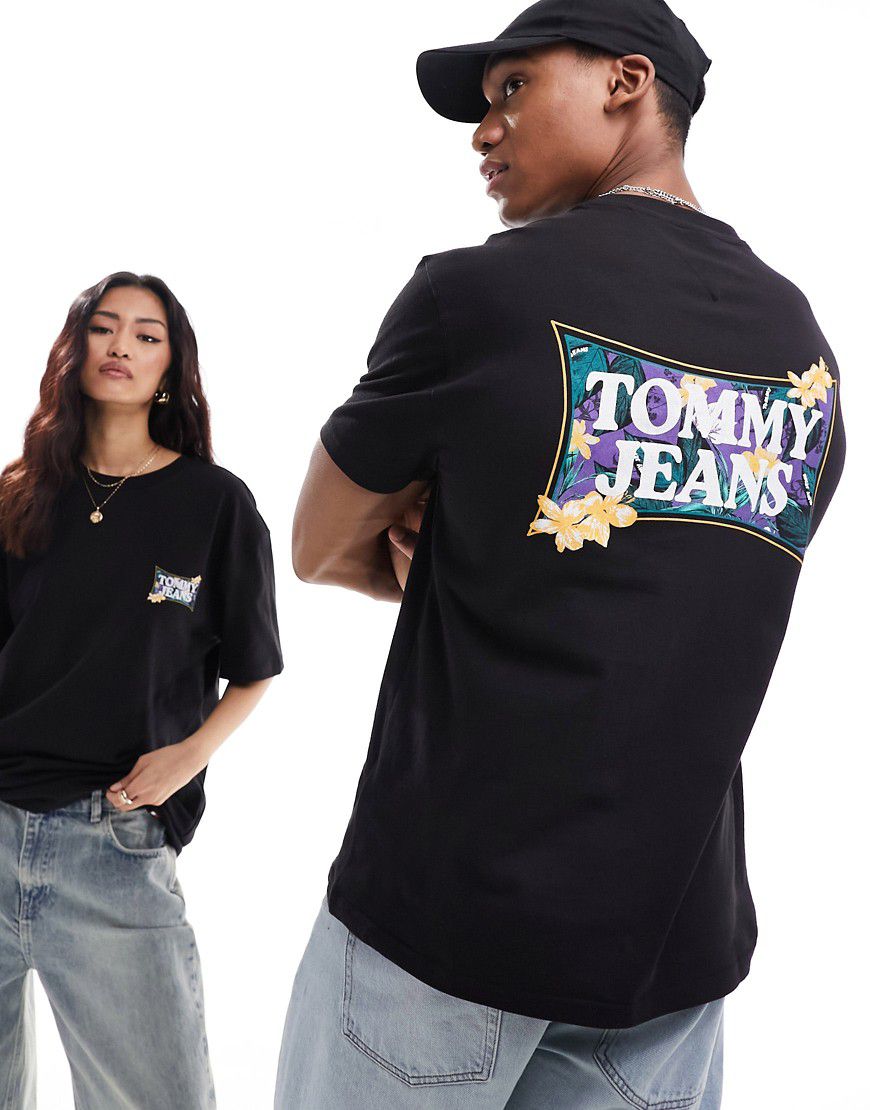 Flower Power - T-shirt unisex nera vestibilità classica - Tommy Jeans - Modalova