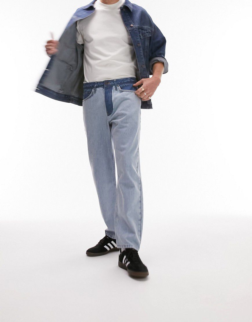 Jeans lavaggio chiaro con motivo cut and sew - Topman - Modalova