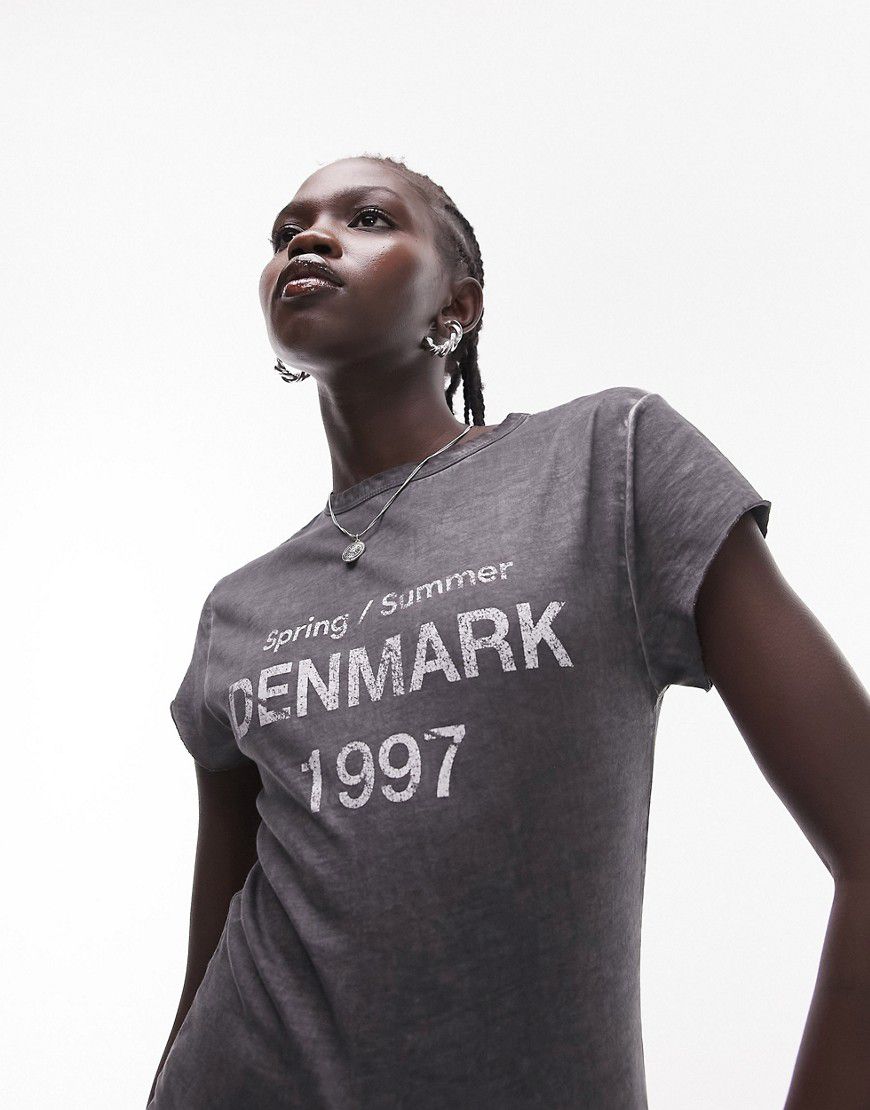 T-shirt mini antracite con grafica Denmark - Topshop - Modalova