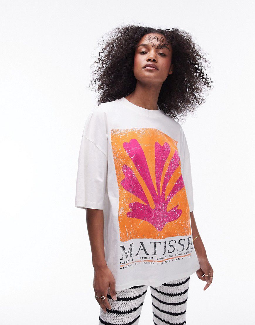 T-shirt oversize écru con grafica "Henri Matisse" Art Museum - Topshop - Modalova