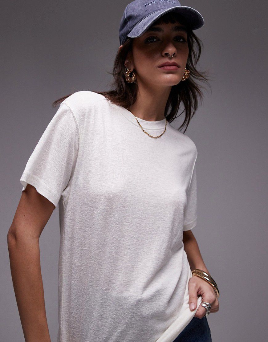 T-Shirt effetto lino bianca - Topshop - Modalova