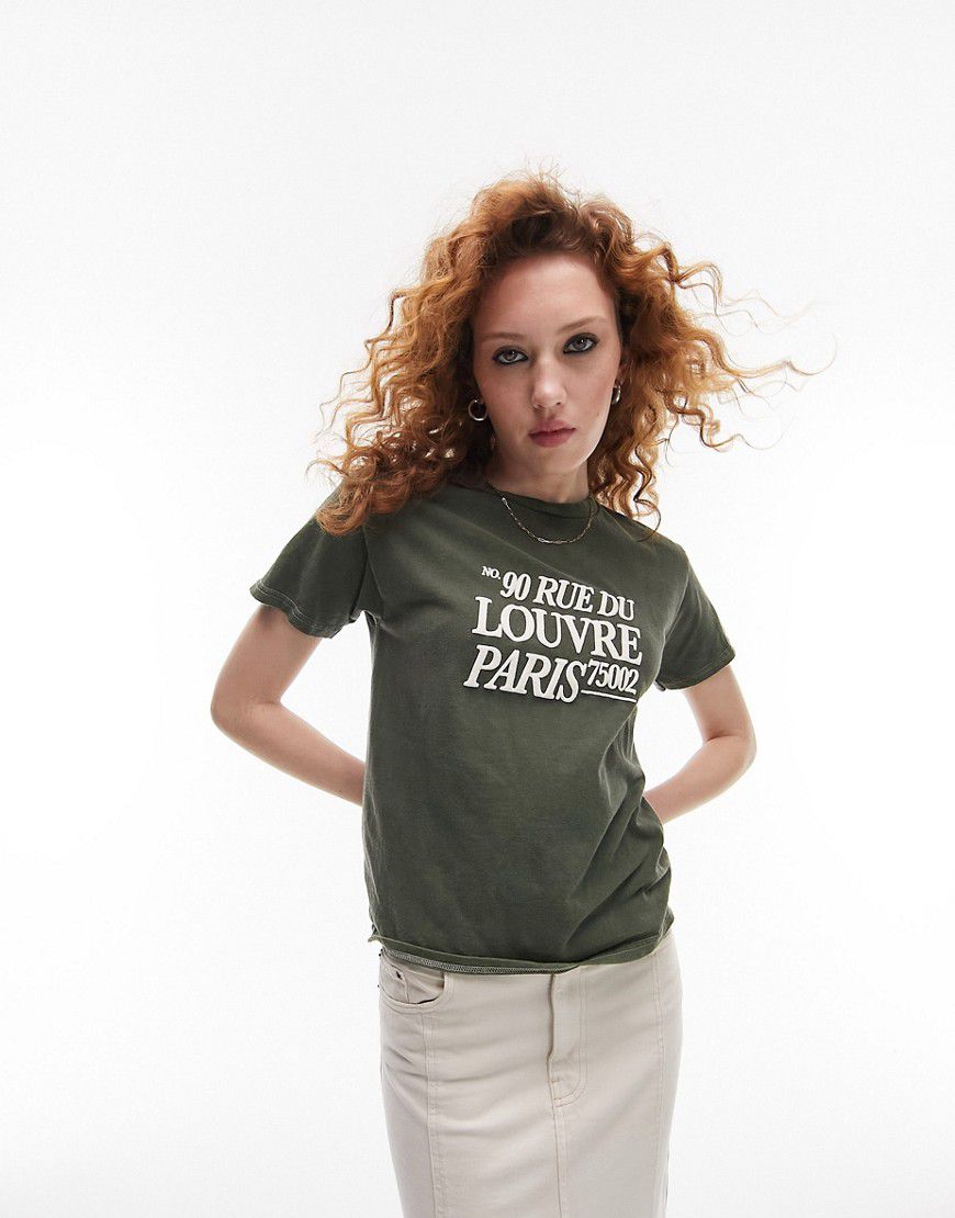 T-shirt ristretta con stampa "Louvre Paris" - Topshop - Modalova