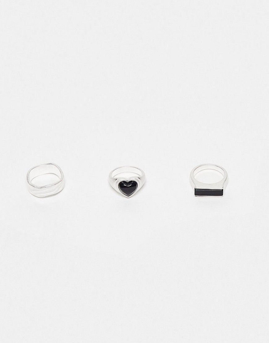 Confezione di 3 anelli color con cuore - Topshop - Modalova