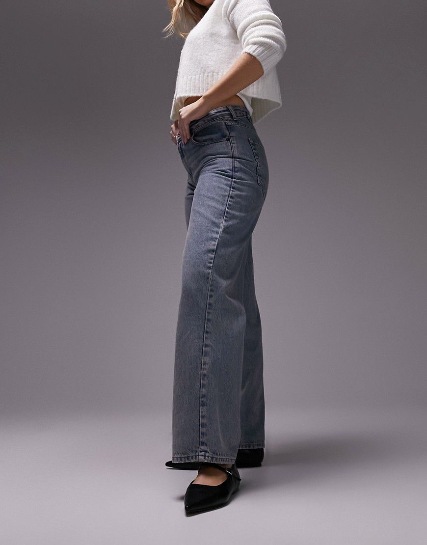 Topshop - Hourglass - Jeans con cinturino sul retro effetto candeggiato sporco - Topshop Hourglass - Modalova