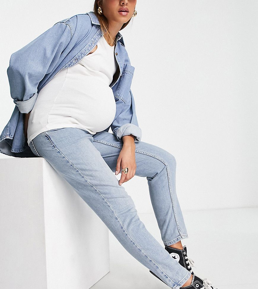 Original - Mom jeans premium candeggiati con fascia per il pancione - Topshop Maternity - Modalova