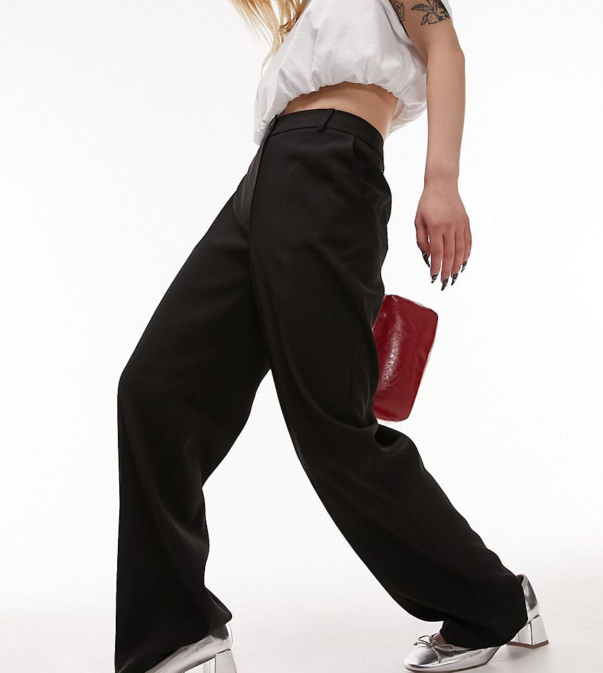 Pantaloni sartoriali extra larghi comodi neri a fondo ampio - Topshop Petite - Modalova