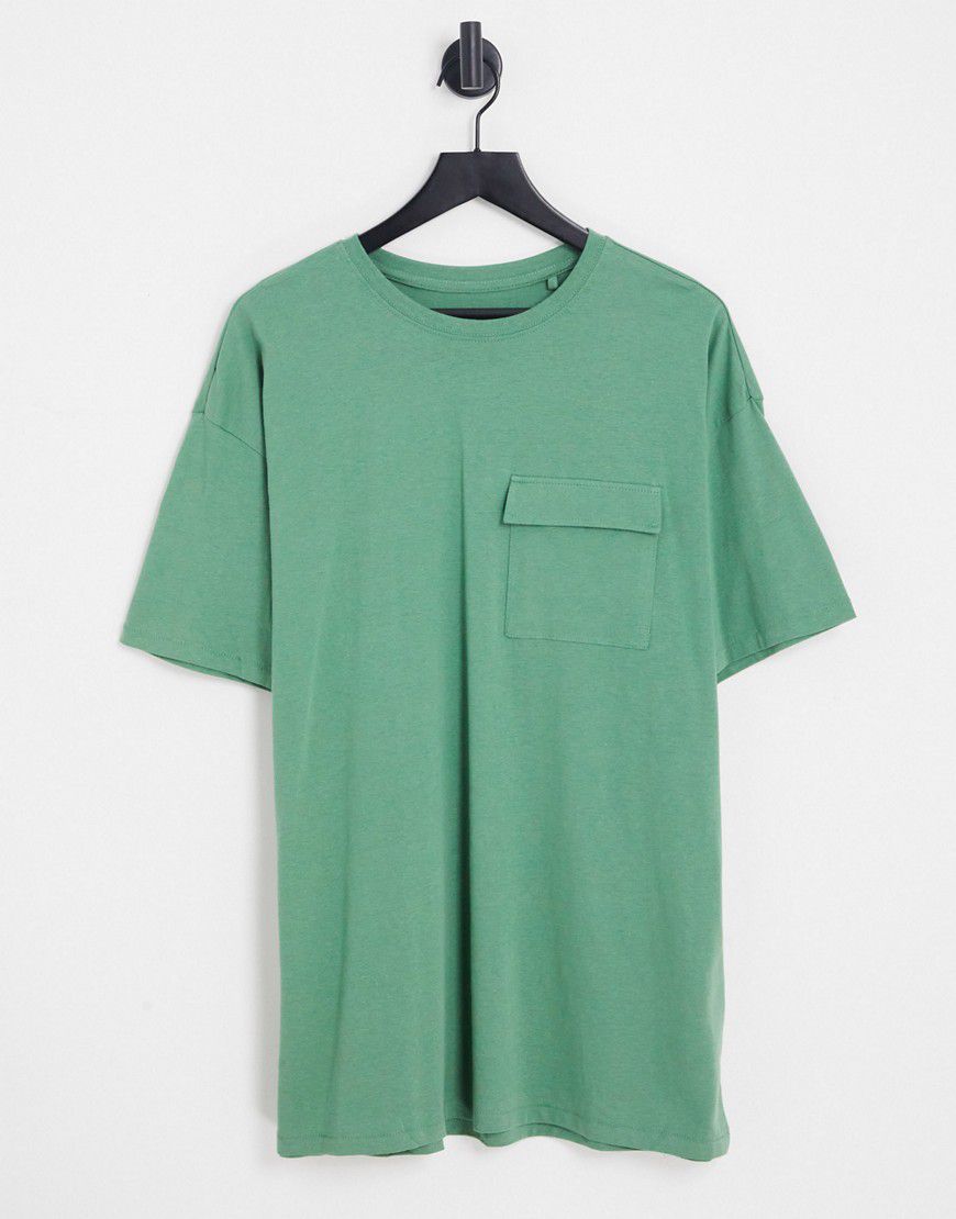 T-shirt oversize edera scuro con tasca - Threadbare - Modalova