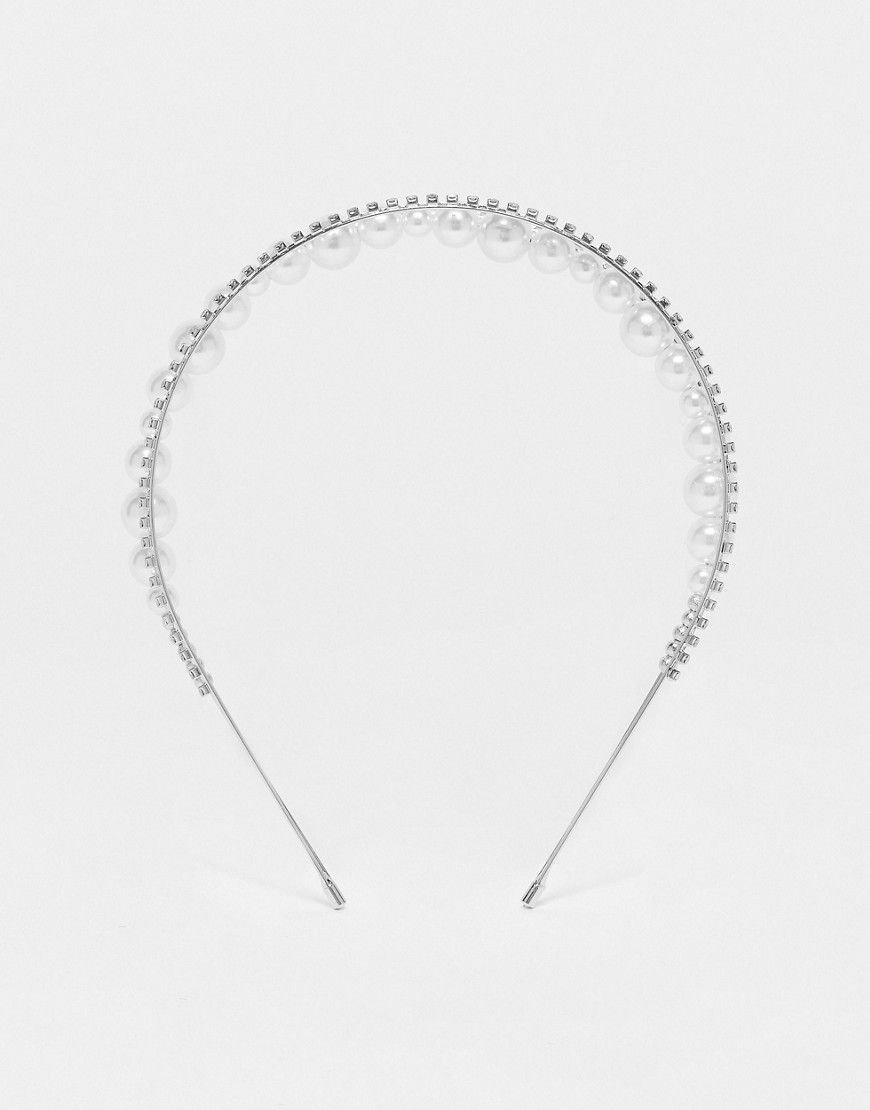 Cerchietto con tre fasce con perle sintetiche e strass - True Decadence - Modalova